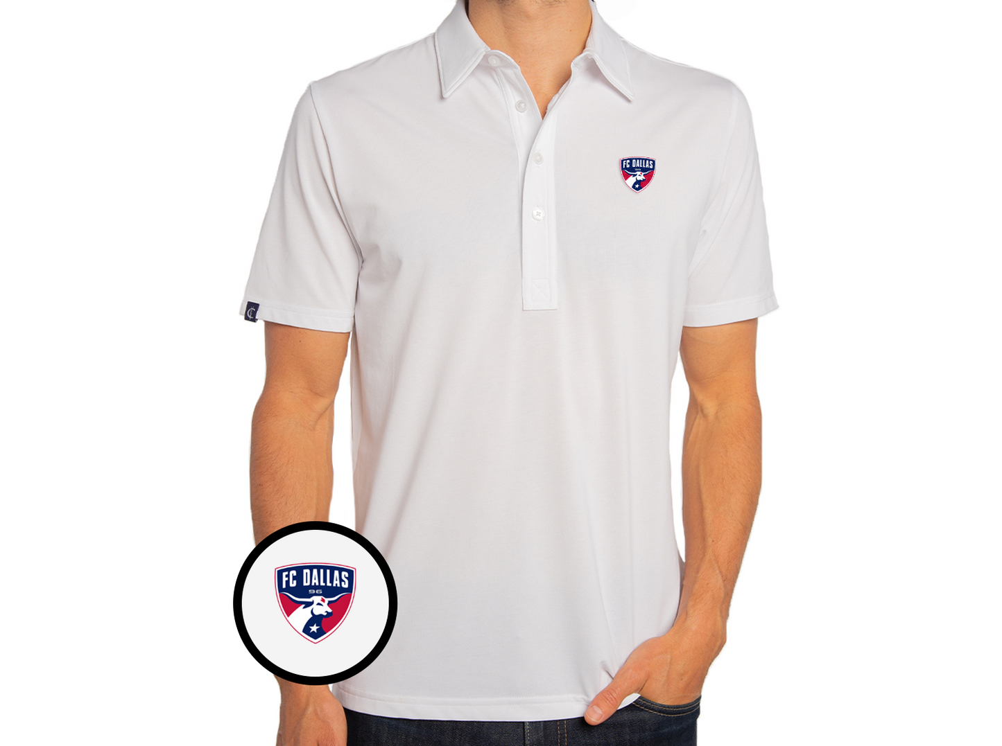 Criquet FC Dallas in Range Polo, Shield, White, view 1