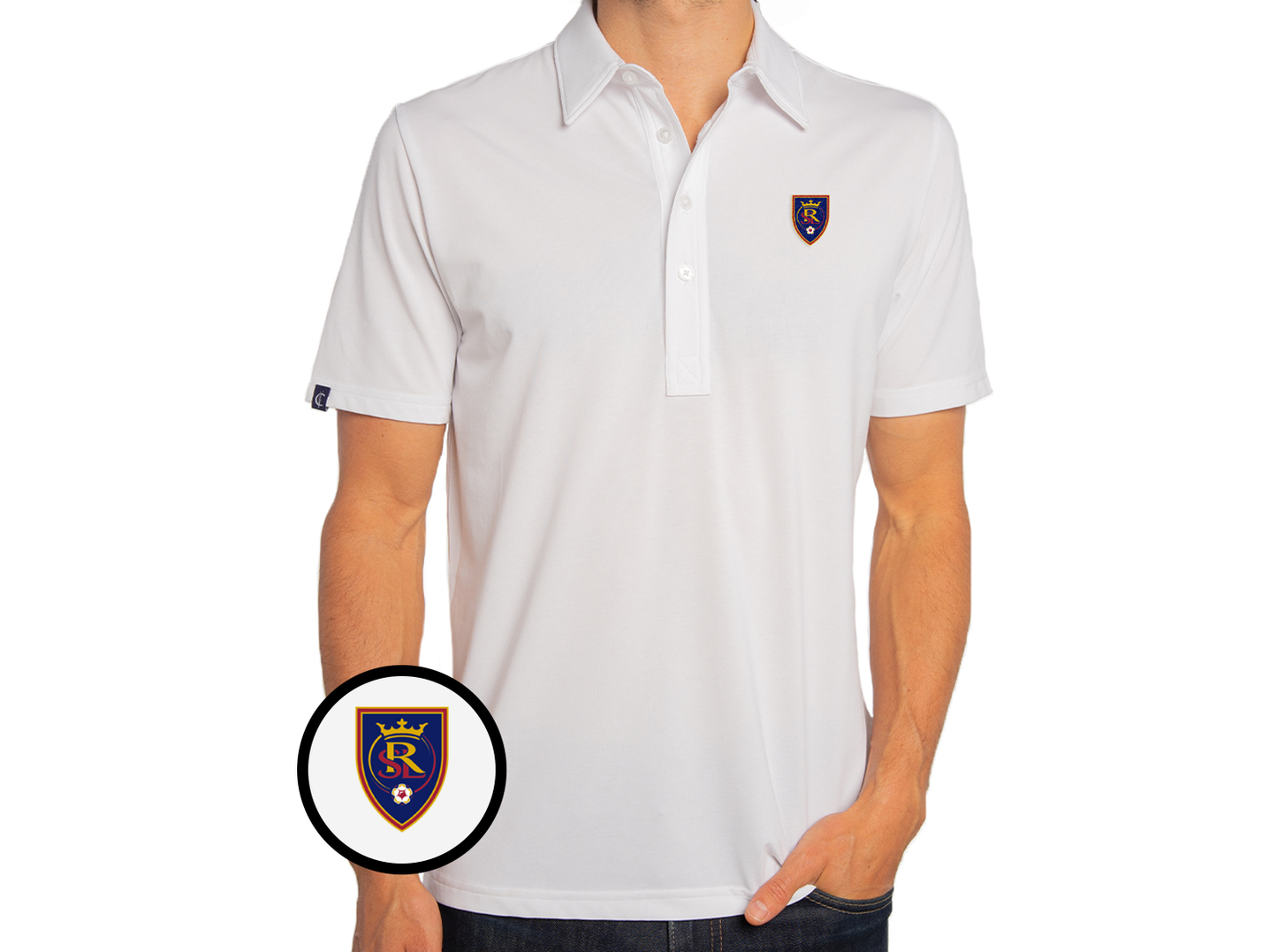 Criquet Real Salt Lake in Range Polo, Crest, White, view 1