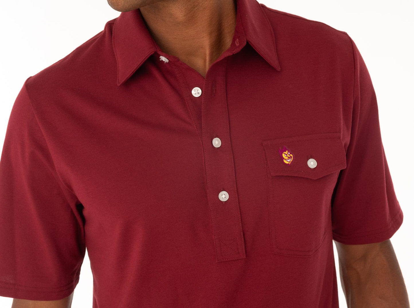 Criquet Arizona State in Coach's Performance Players Shirt, Sparky, Garnet, view 2