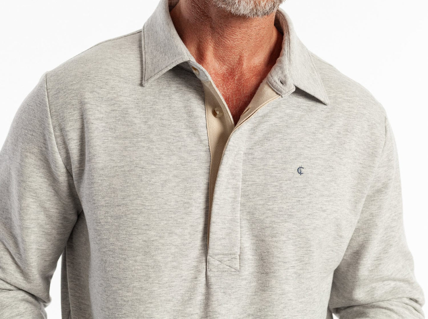 Criquet Collared Sweatshirt in Heather Light Gray, view 4