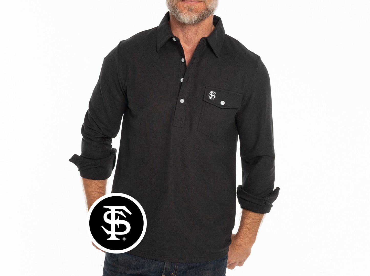 Florida State - Coach's Long Sleeve Players Shirt - FS Interlock - Blackstone