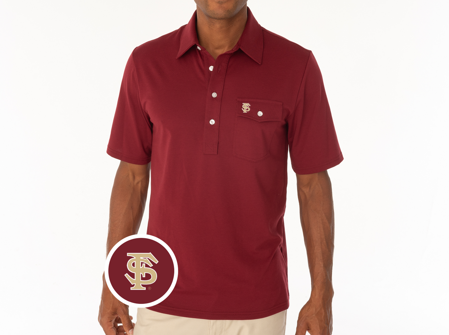 Criquet Florida State in Coaches Players Shirt, FS Interlock, Garnet, view 2