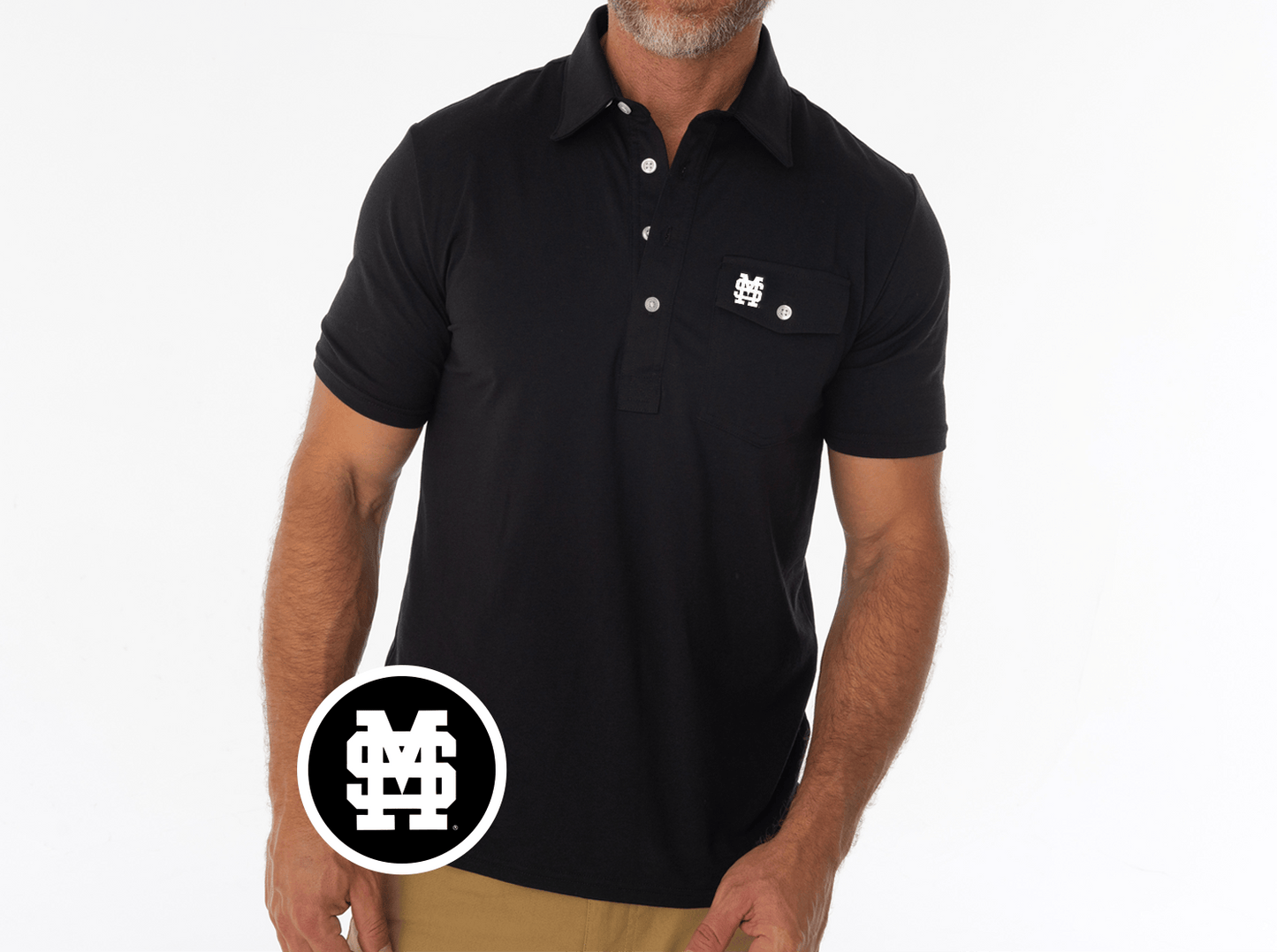 Criquet Mississippi State Coaches Players Shirt in Interlock, Black, view 2