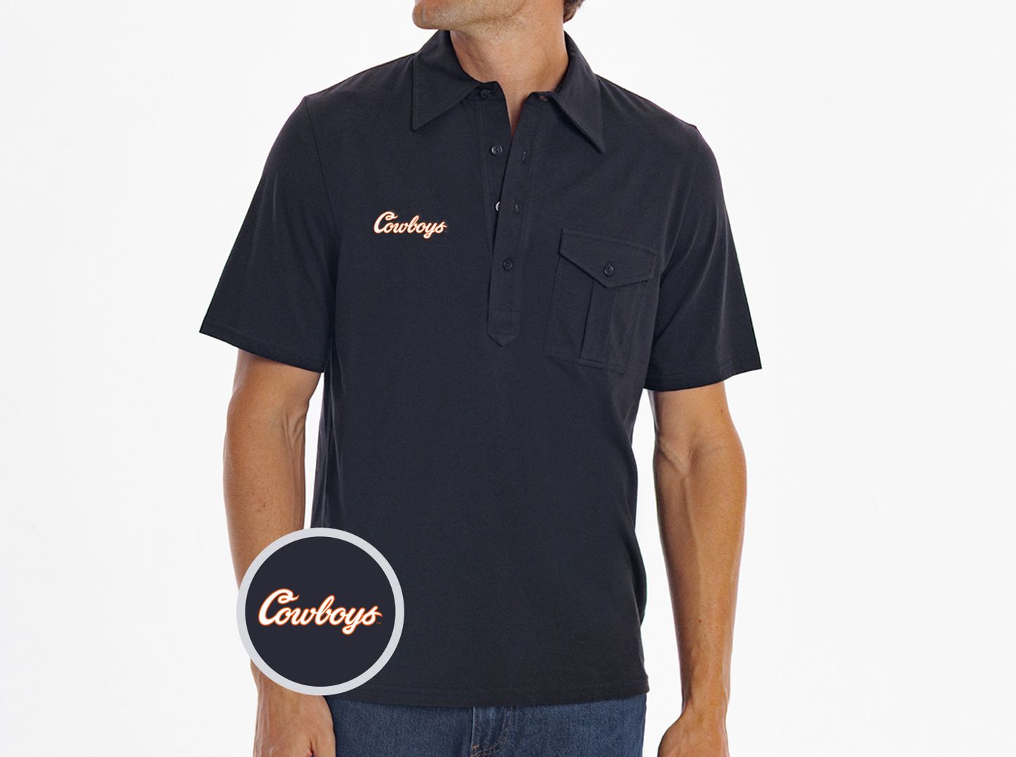 Oklahoma State - Retro Coach's Shirt - Cowboys - Black