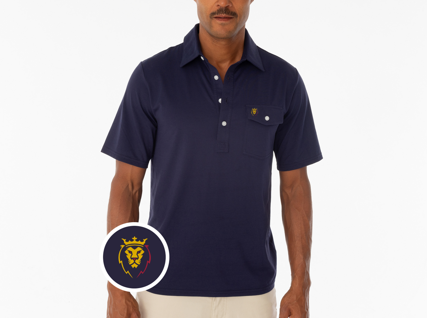 Criquet Real Salt Lake in Coaches Players Shirt, Lion, Navy, view 1