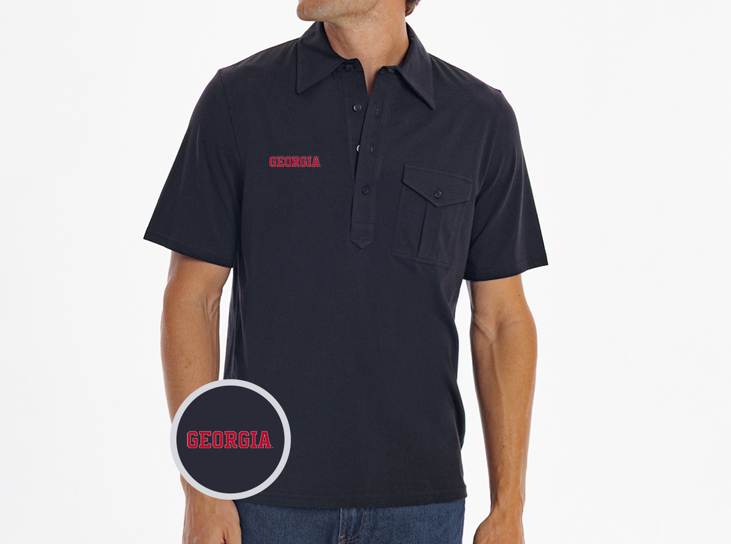 Georgia - Retro Coach’s Shirt - Georgia Text - Black