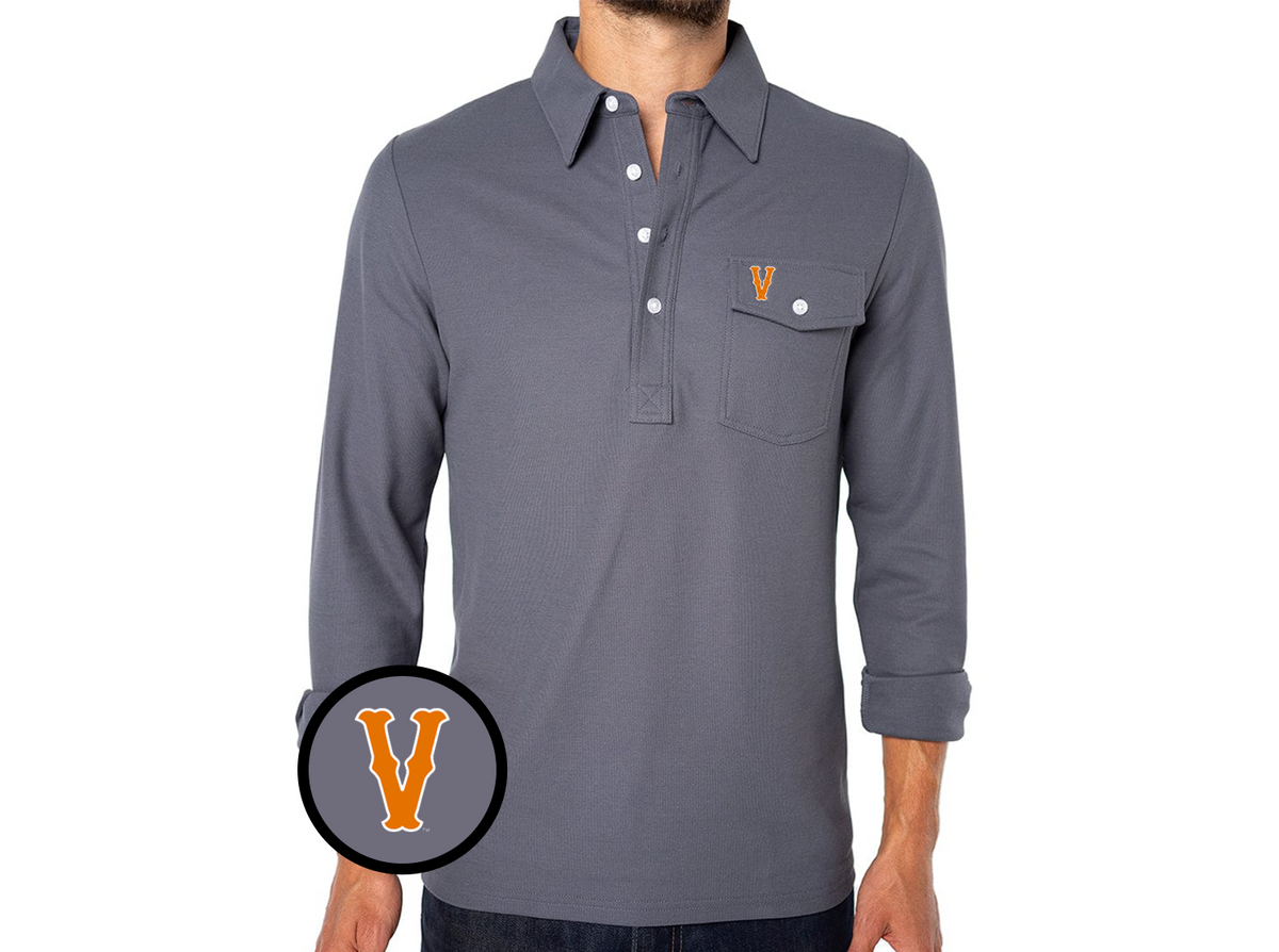 Virginia - Coach's Long Sleeve Players Shirt - Vintage V - Blue Steel