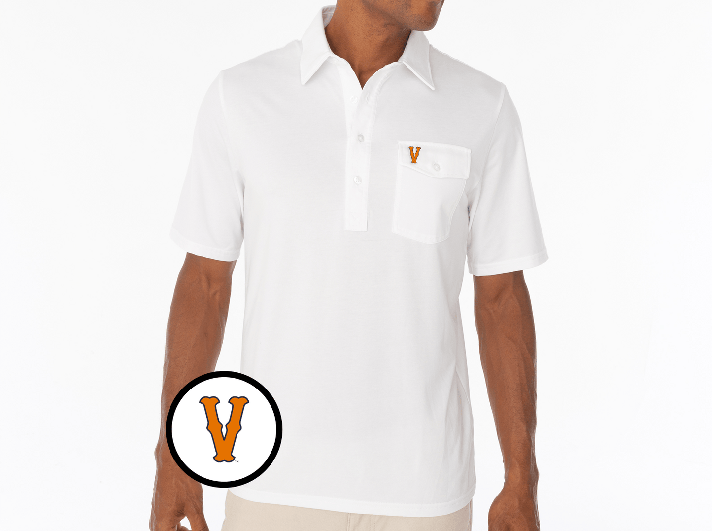 Criquet Virginia in Coaches Players Shirt, Vintage V, Bright White, view 2