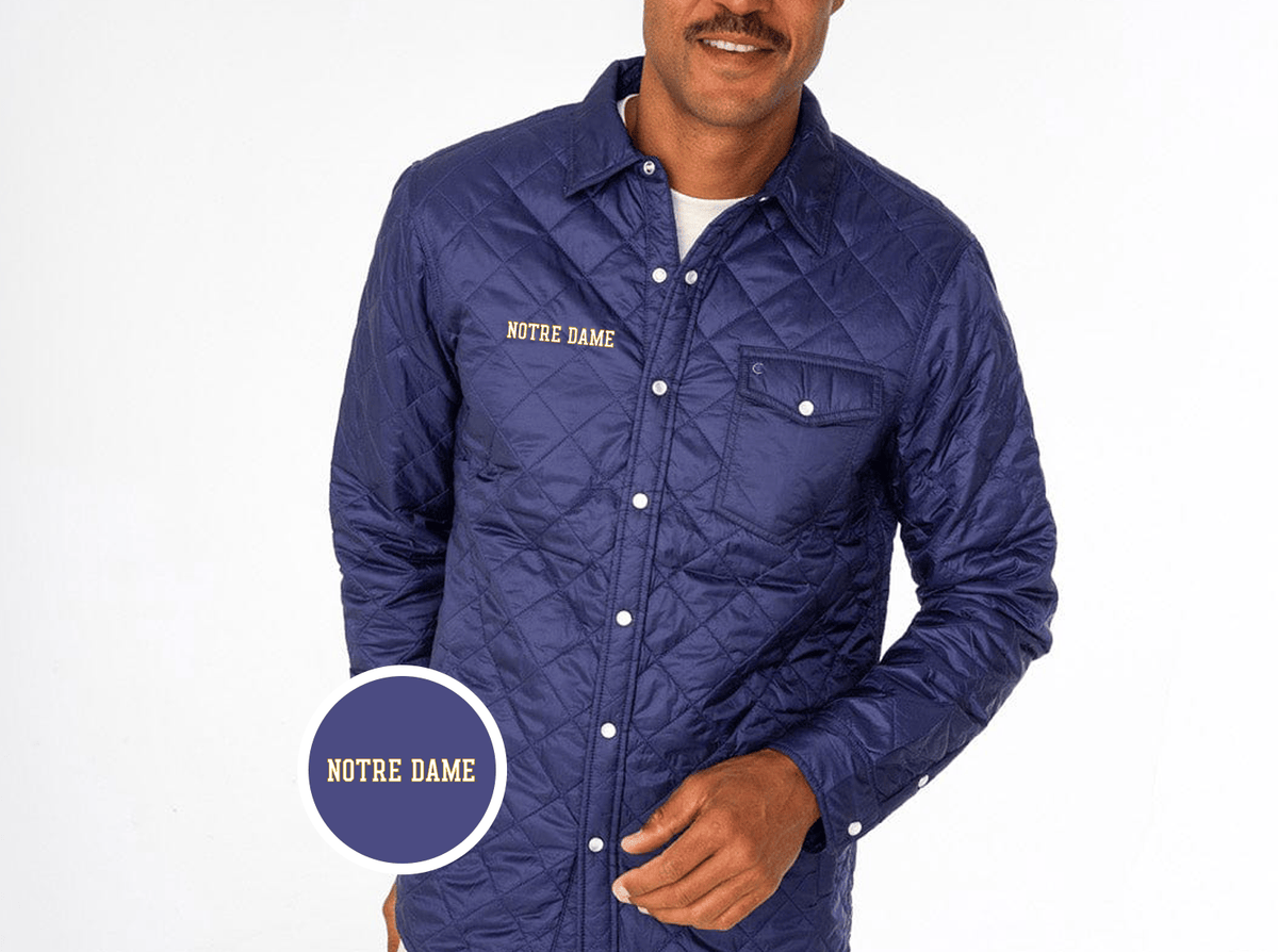 Criquet Notre Dame Quilted Shacket in Notre Dame, Navy, view 2