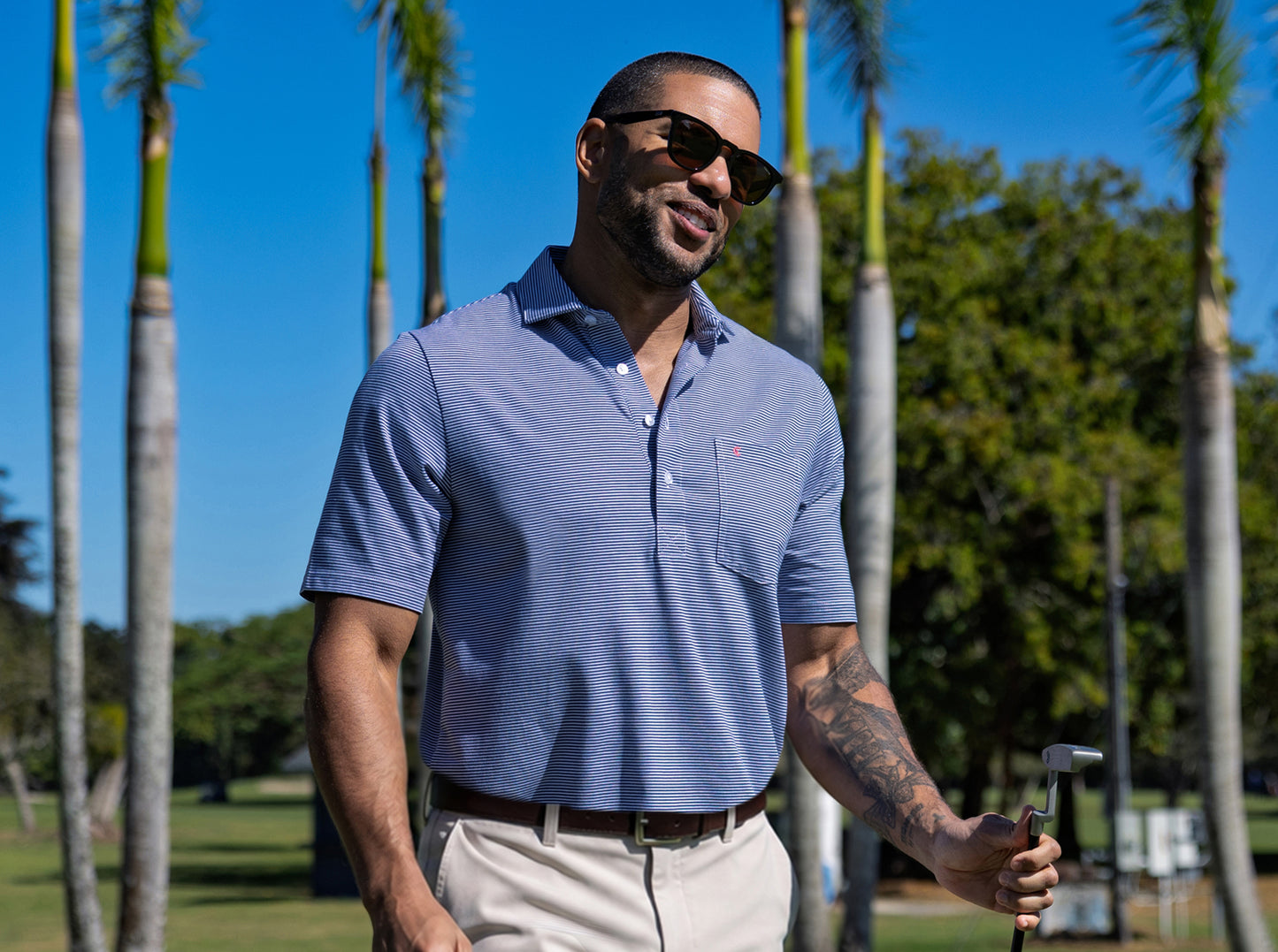 Criquet Spread Collar Polo in Hobby Stripe, Navy, view 5