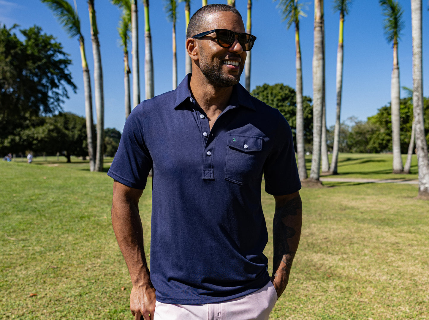 Criquet Performance Players Shirt in Nassau Navy, view 8