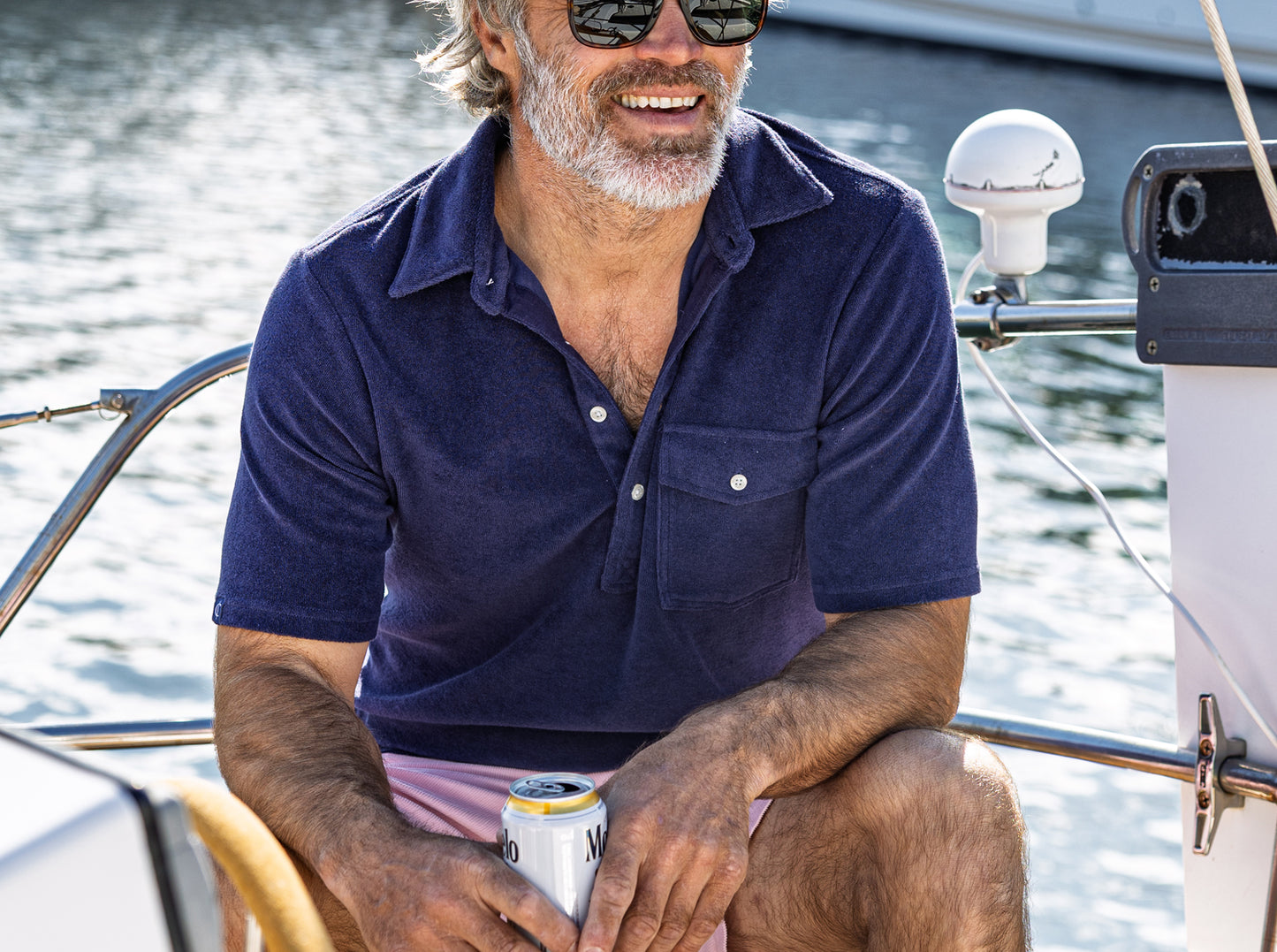 Criquet Terrycloth Players Shirt in Midnight Toker, view 14