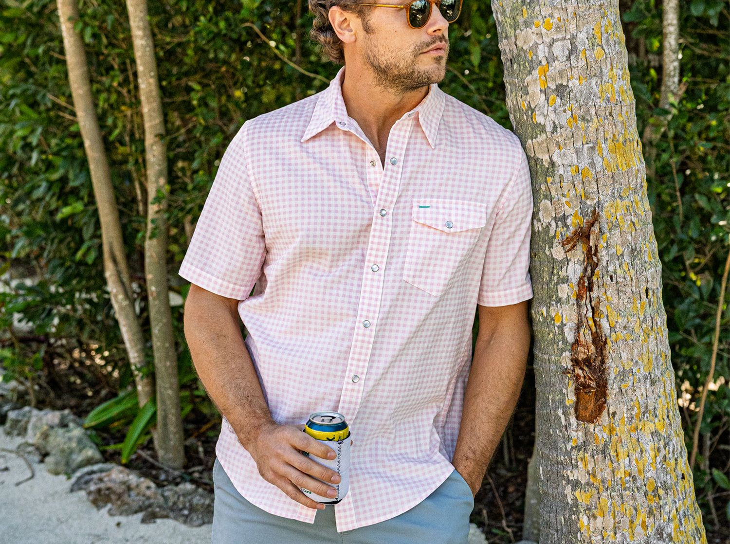 Short Sleeve Corduroy Pearl Snap - Gingham Print - Pink – Criquet