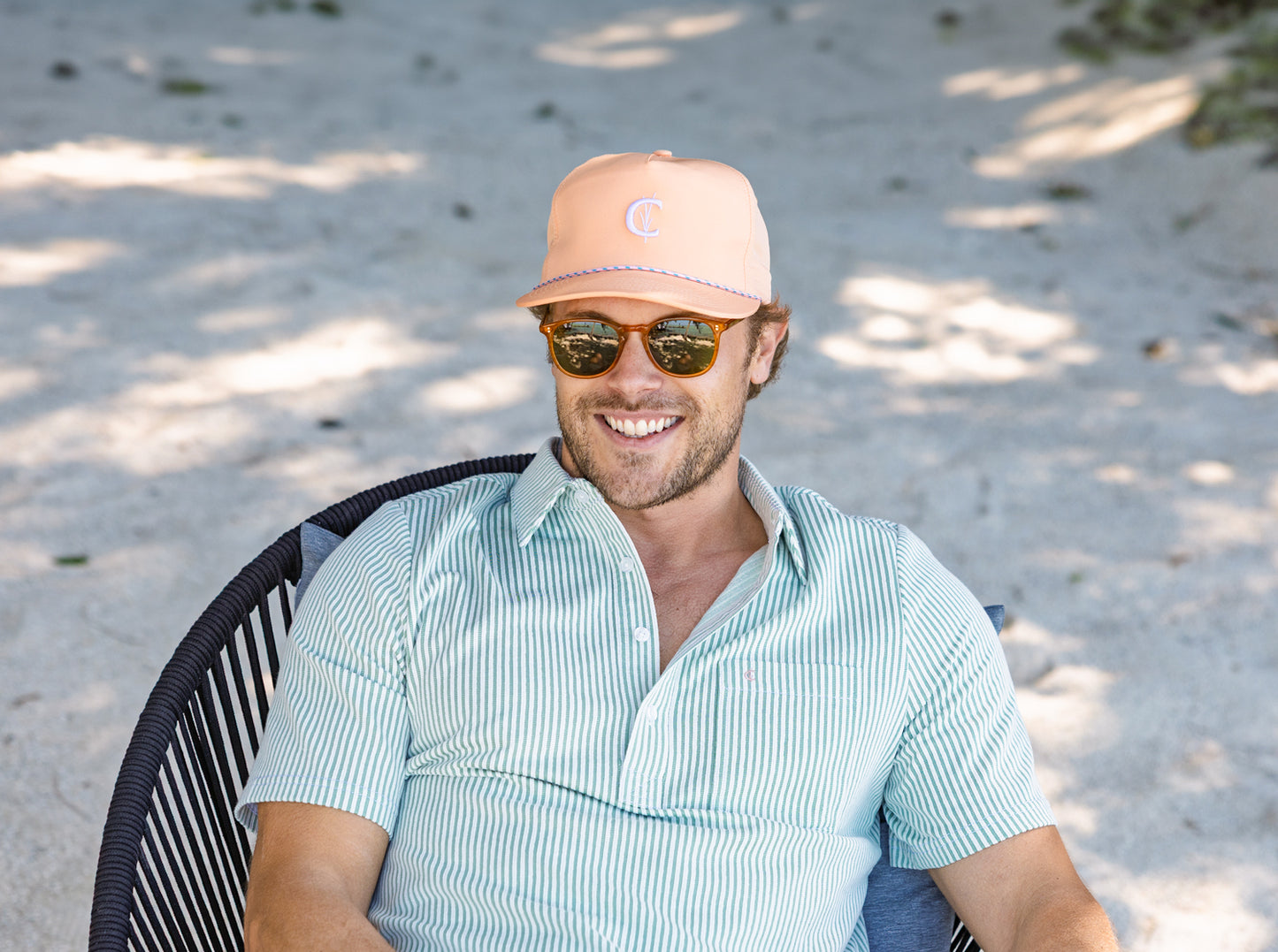Criquet Throwback Hat in Grassy C, Peach Ripstop, view 5