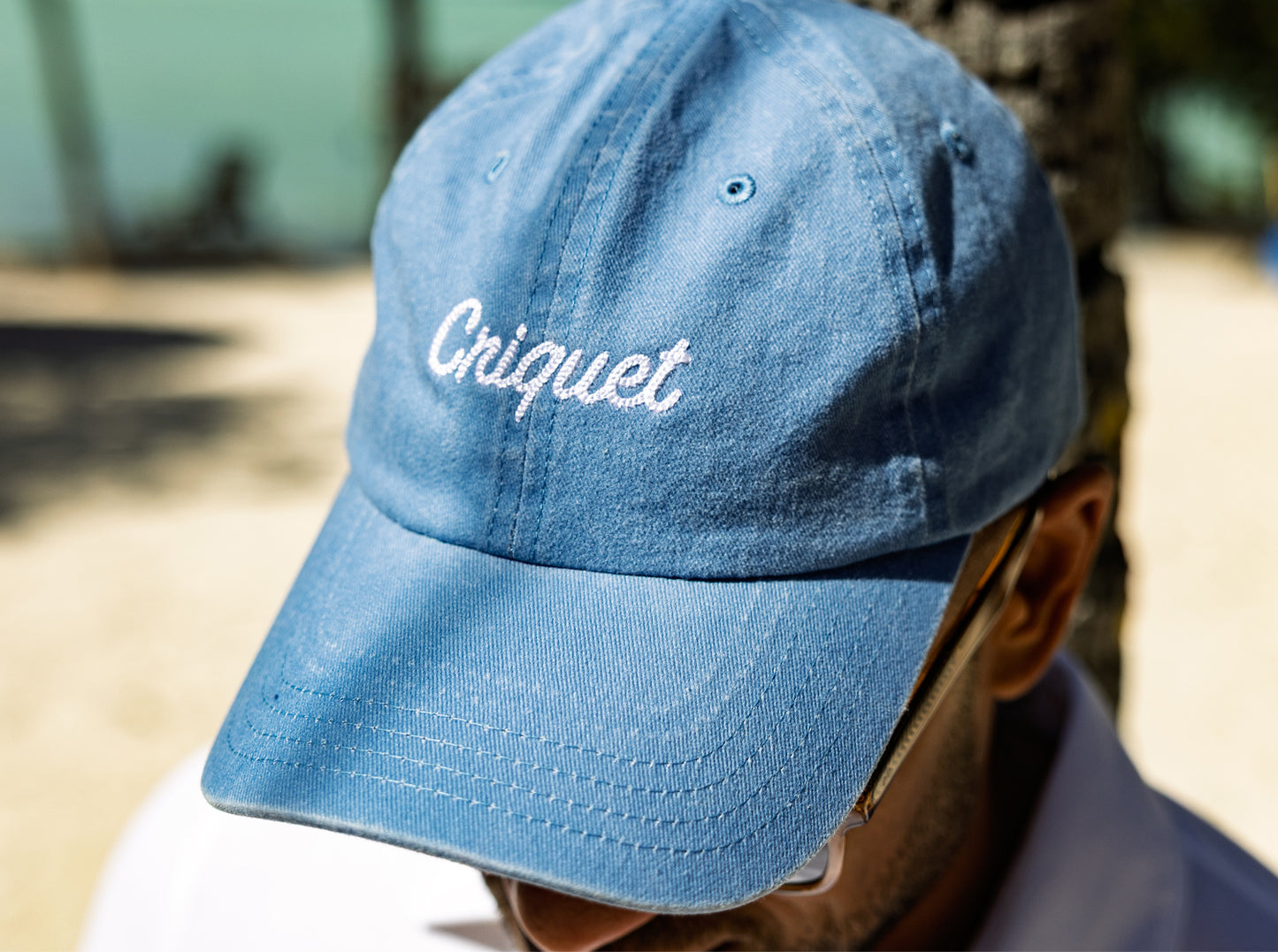 Dad Hat in Criquet Script, Washed Navy Twill, view 3