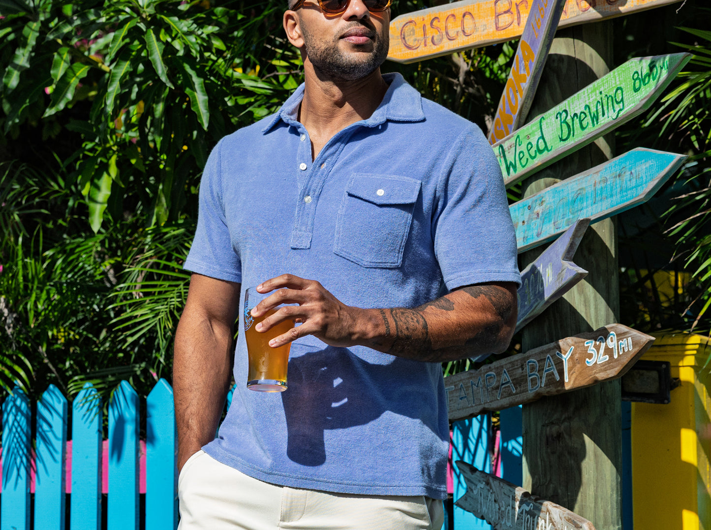Criquet Terrycloth Players Shirt in Perry Winkle, view 8
