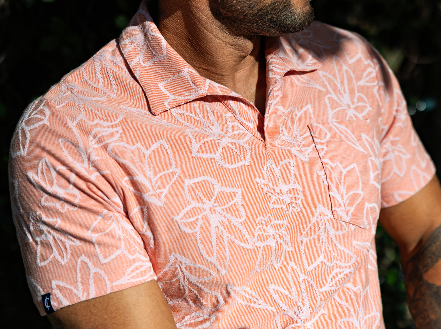 Criquet Shirts - The Jacquard Monty Short Sleeve Polo - Coral m