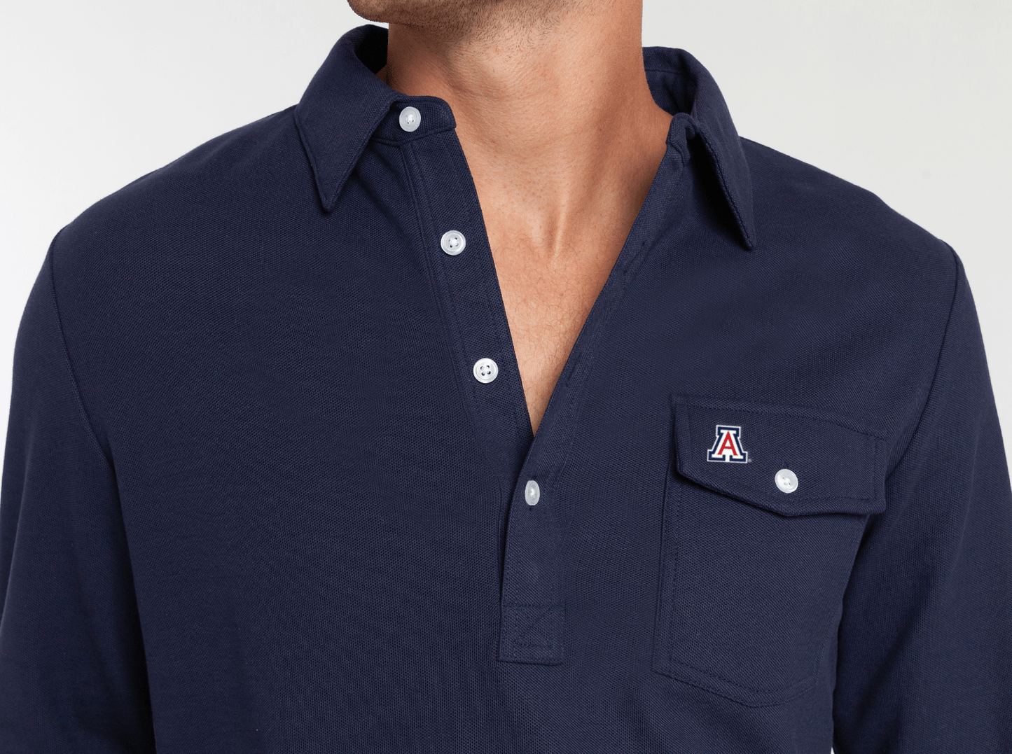 Criquet Arizona Long Sleeve Players Shirt in A, Peacoat, view 2