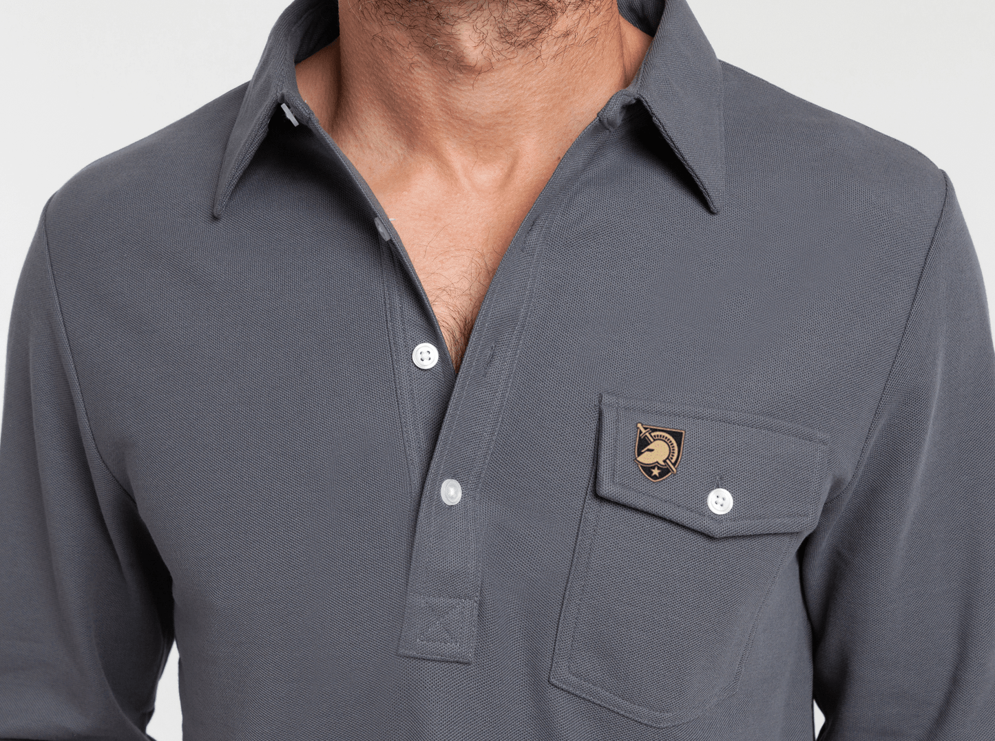 Criquet Army Long Sleeve Players Shirt in Shield, Blue Steel, view 2