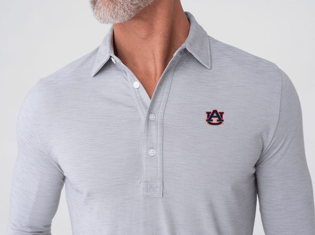 Criquet Auburn Brrr Long Sleeve Range Polo in AU, Silverado, view 2