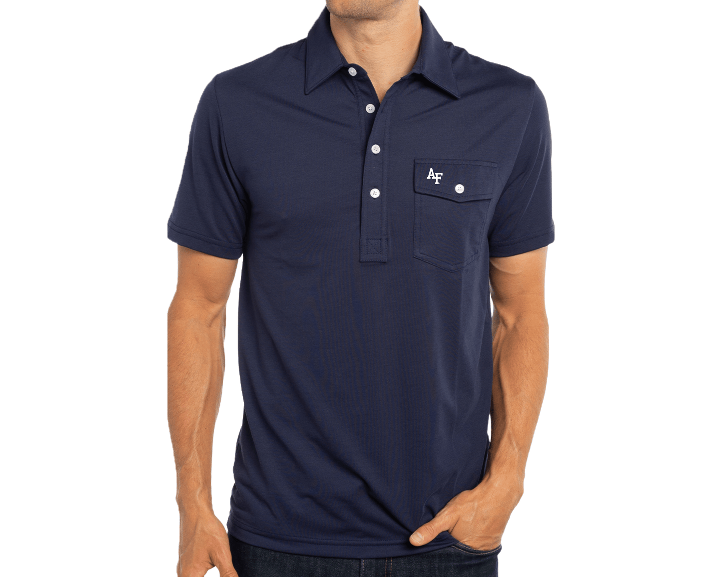 Criquet Air Force in Coach's Performance Players Shirt, Interlock, Navy, view 3