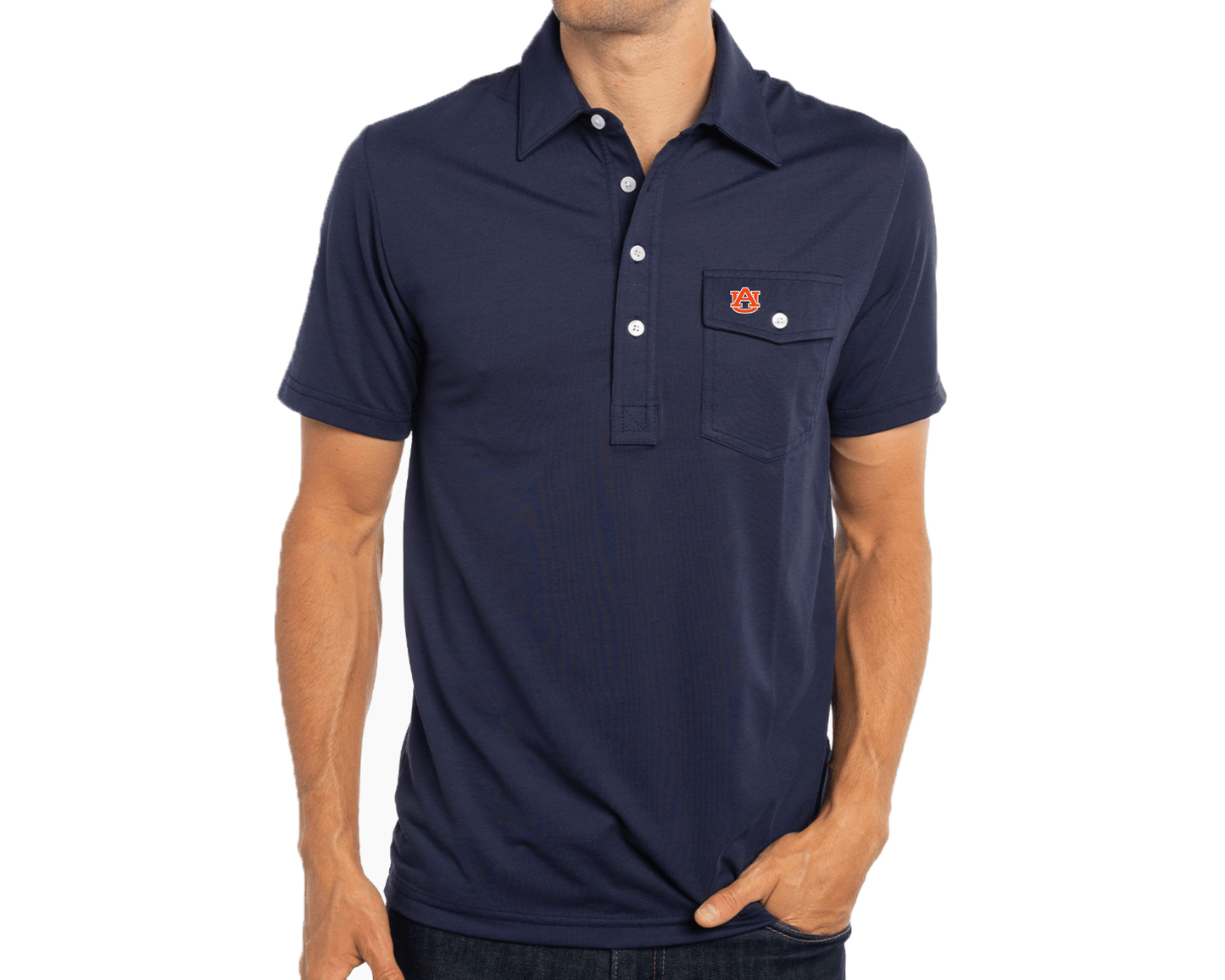 Criquet Auburn in University, Coach's Performance Players Shirt, Interlock, Navy, view 5