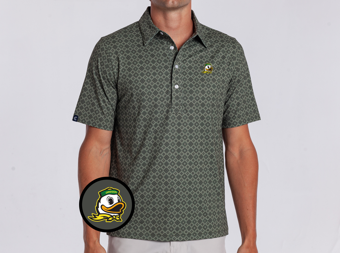 Oregon - Coach's Range Polo - Duck - Durango Print Green