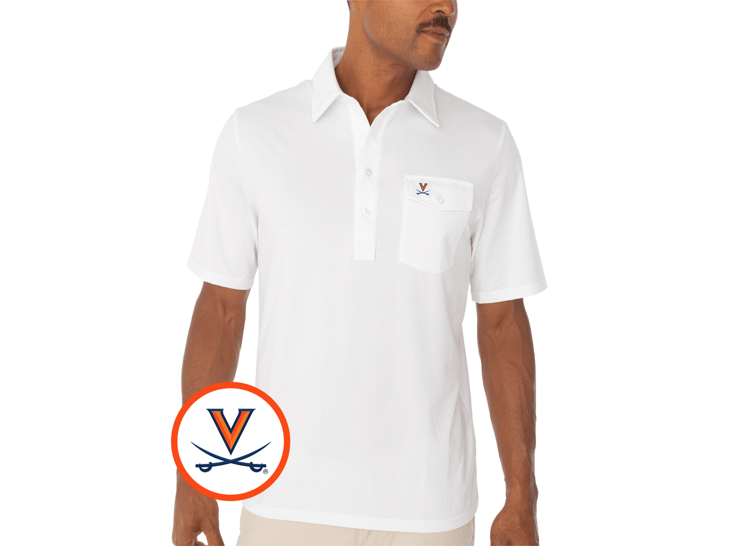 Criquet Virginia in Coach's Performance Players Shirt, V Mark, White, view 1