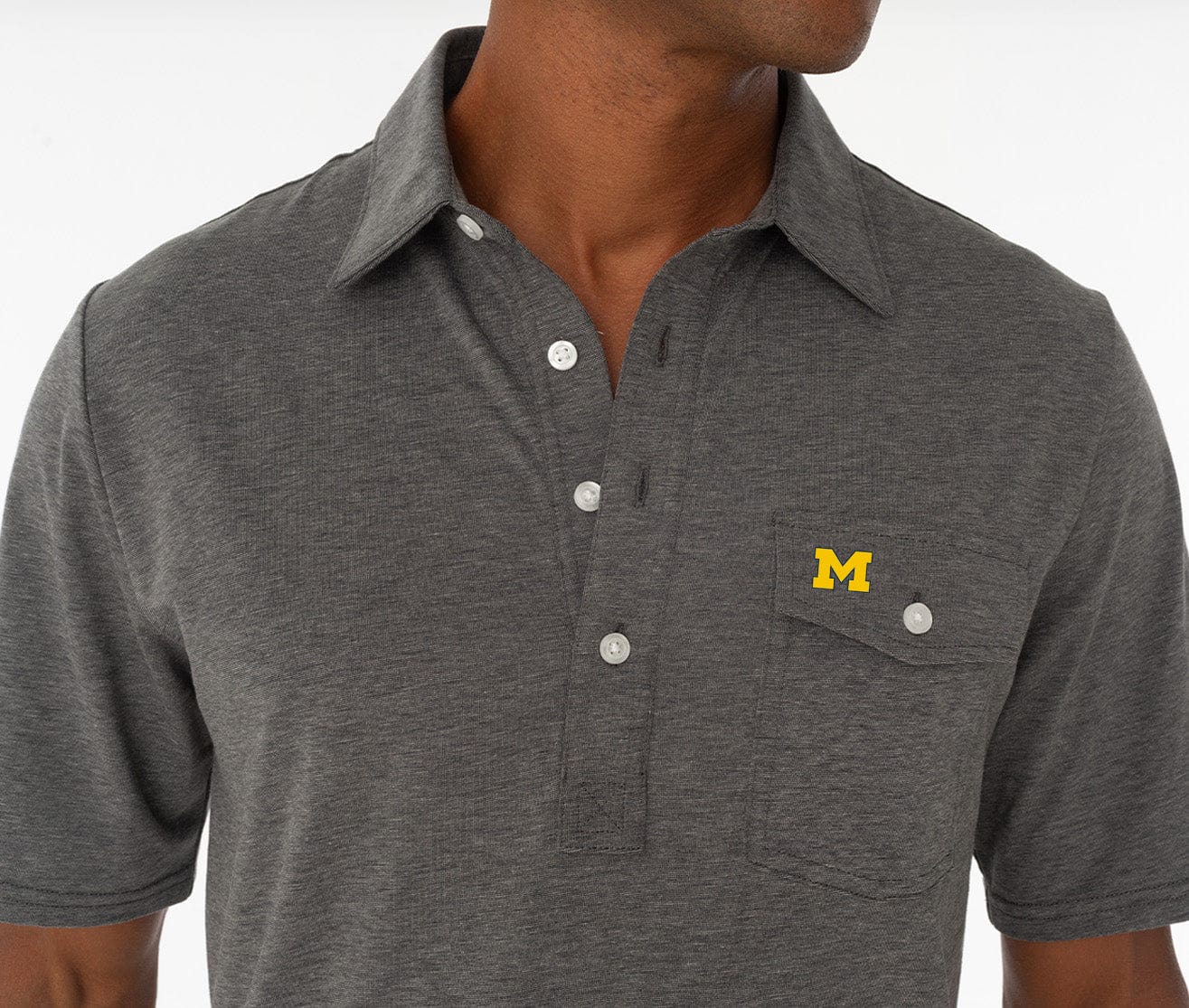 Criquet Michigan in Coach's Performance Players Shirt, M Logo, Heather Gray, view 2
