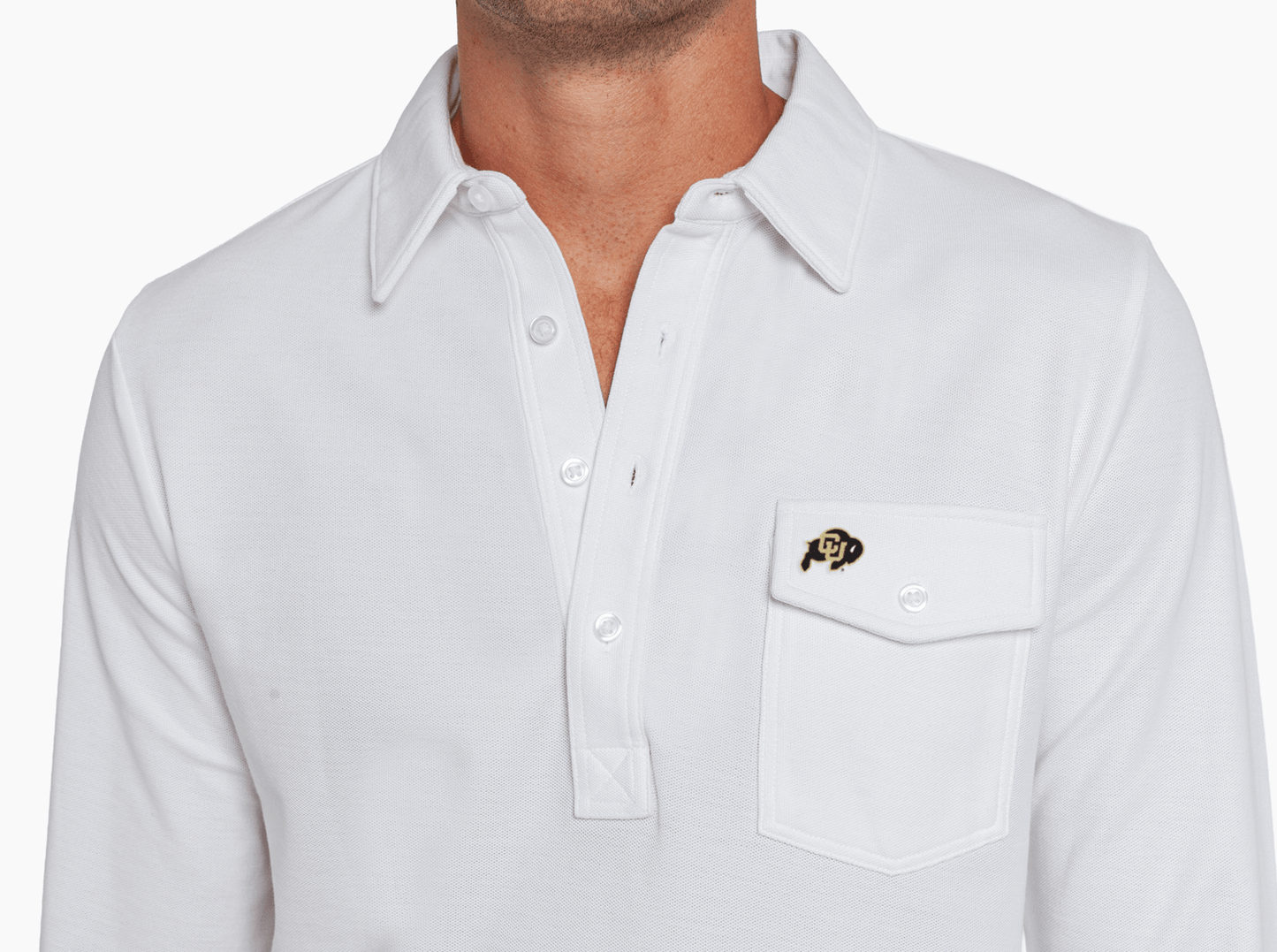 Criquet Colorado Long Sleeve Players Shirt in Buffalo, White, view 2