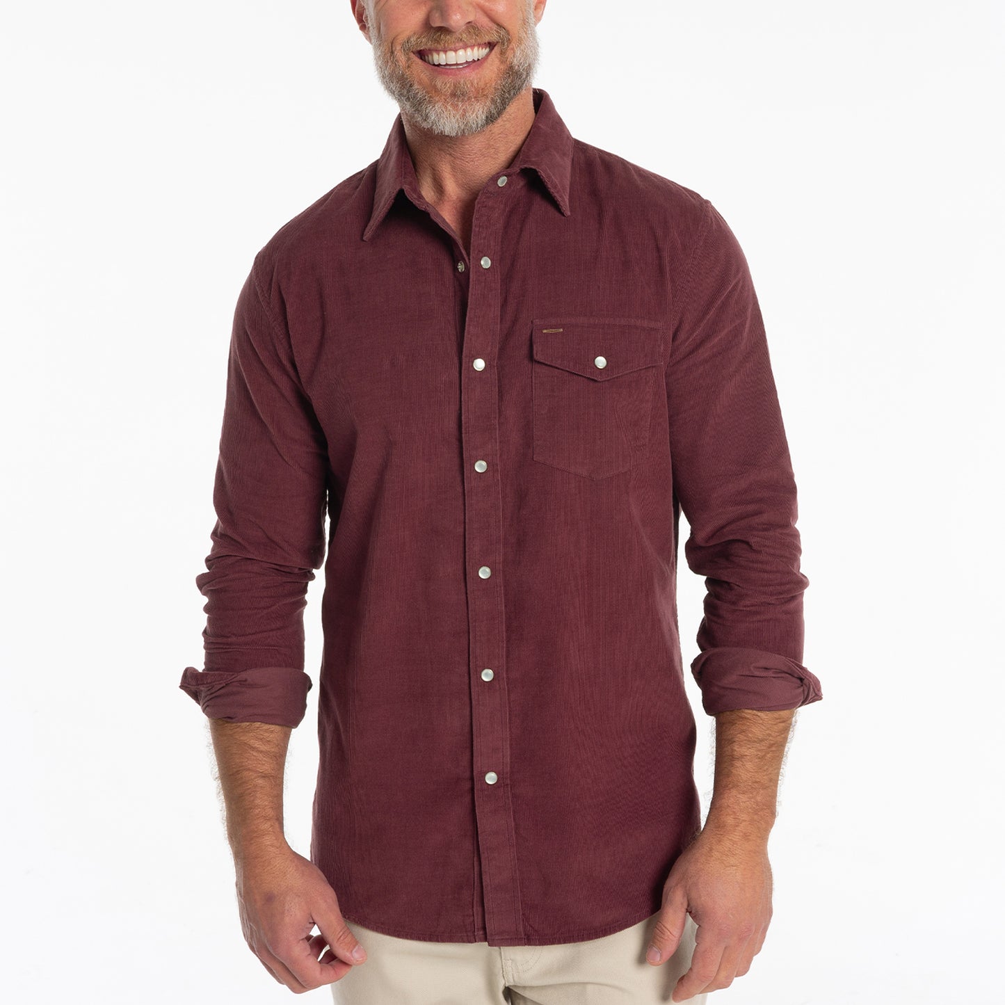 Corduroy Pearl Snap - Cherrywood