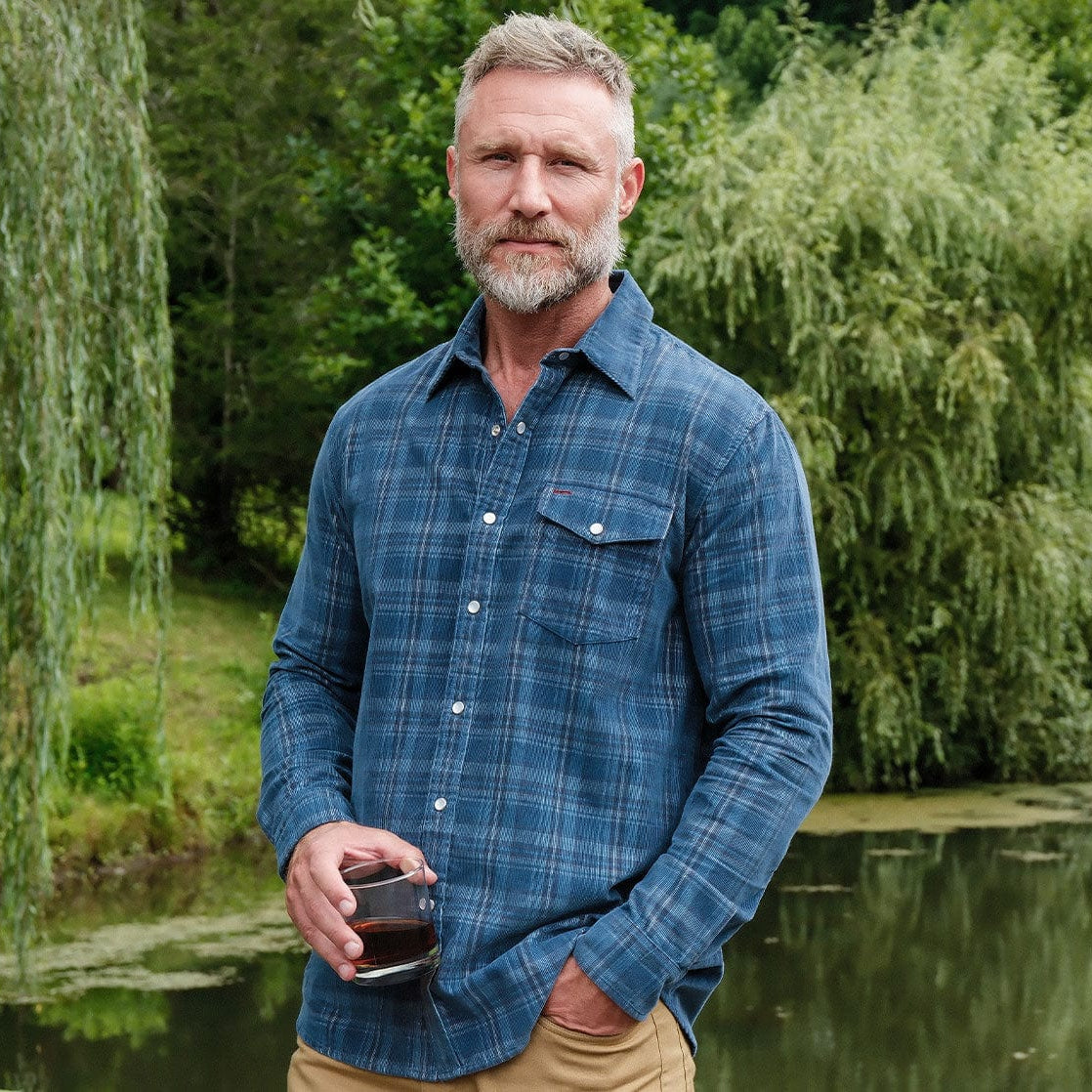 Corduroy Pearl Snap Dusty Blue Plaid – Criquet Shirts