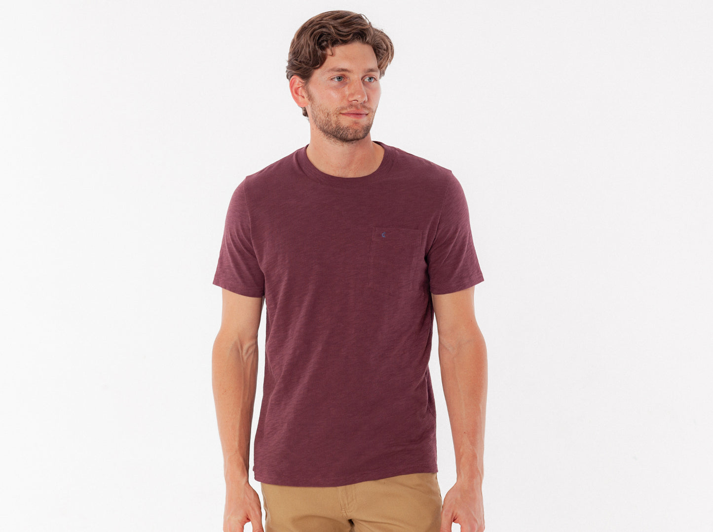 Criquet Slub Cotton Short Sleeve T-Shirt in Jam Band, studio photo