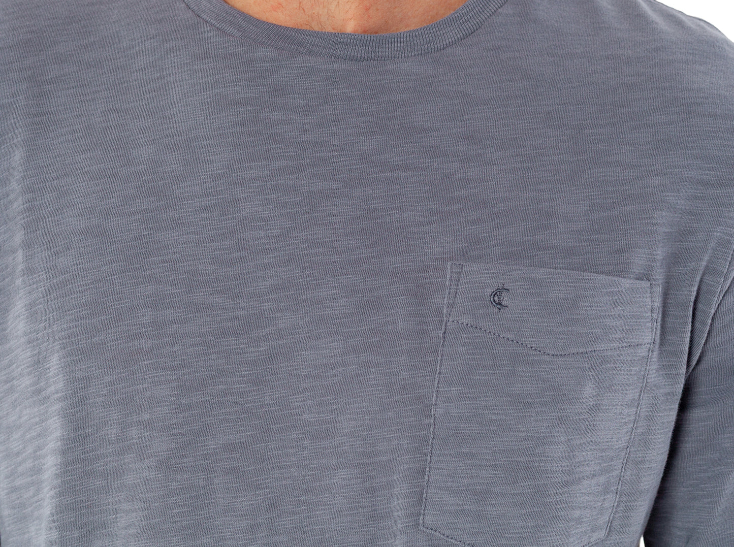 Criquet Cotton Slub Long Sleeve T-Shirt in Steel, studio photo