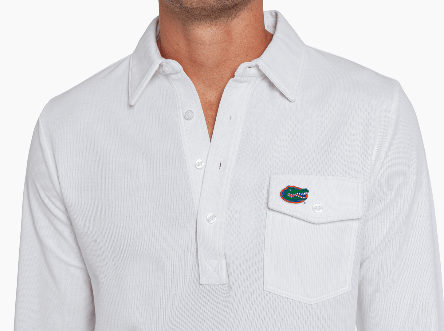 Criquet Florida Long Sleeve Players Shirt in Albert, White, view 2