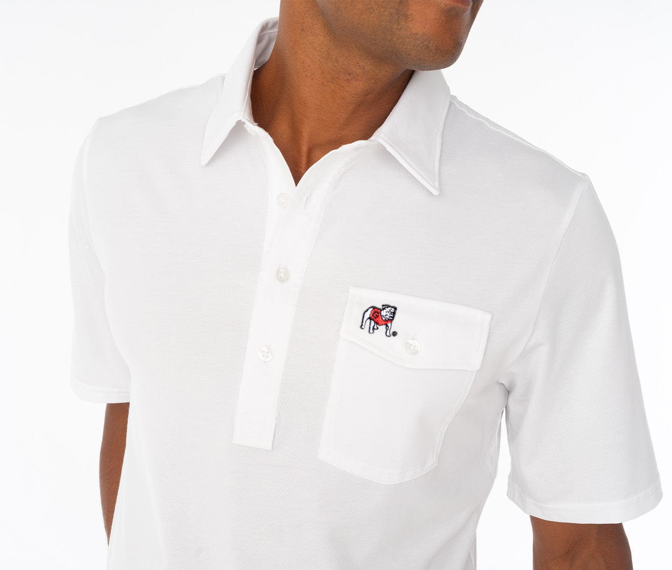Criquet Georgia in Coach's Players Shirt, Bulldog, White, view 2