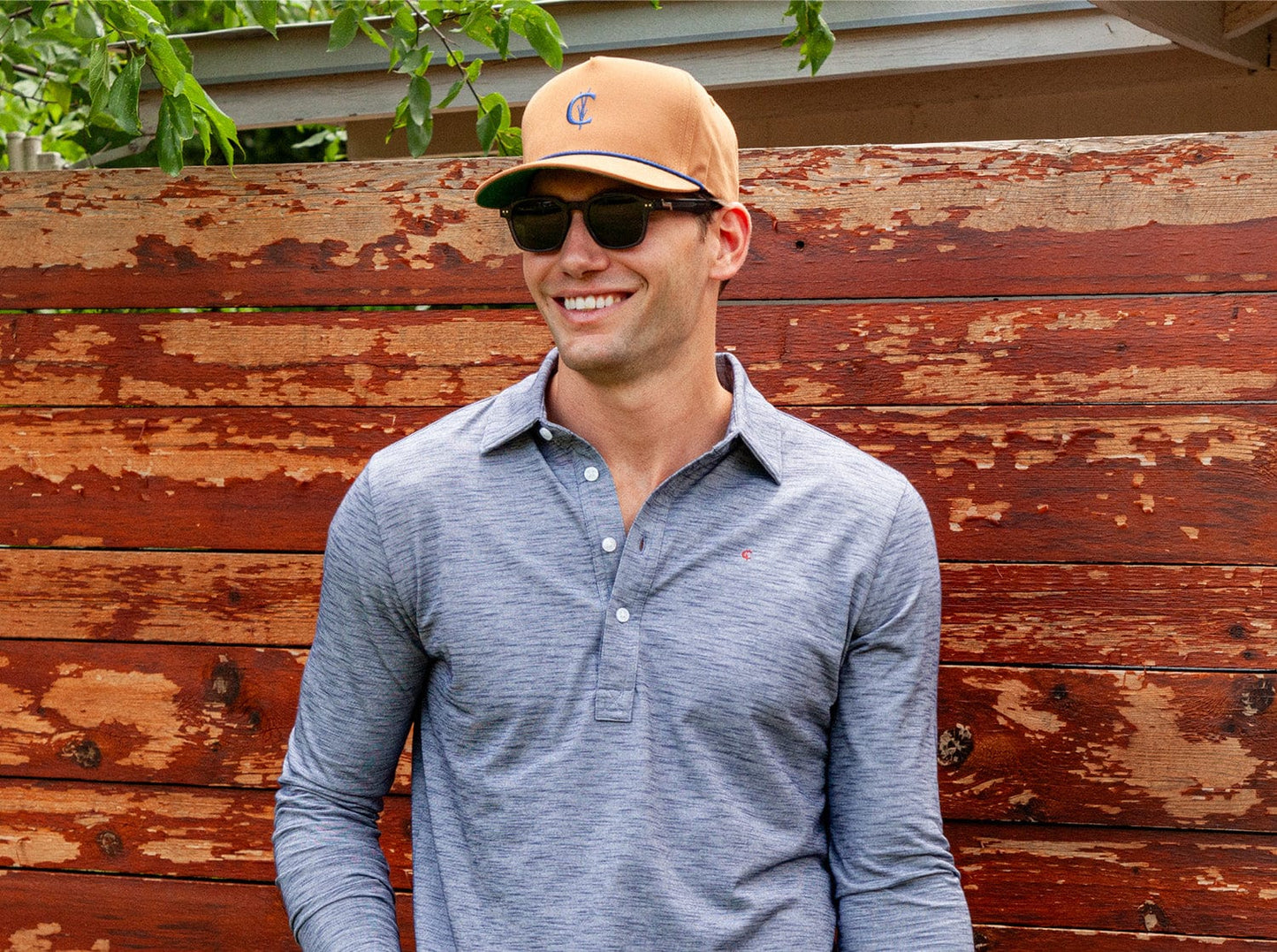 Criquet Classic Trucker Hat in Grassy C with Rope, Peached Tan, view 3