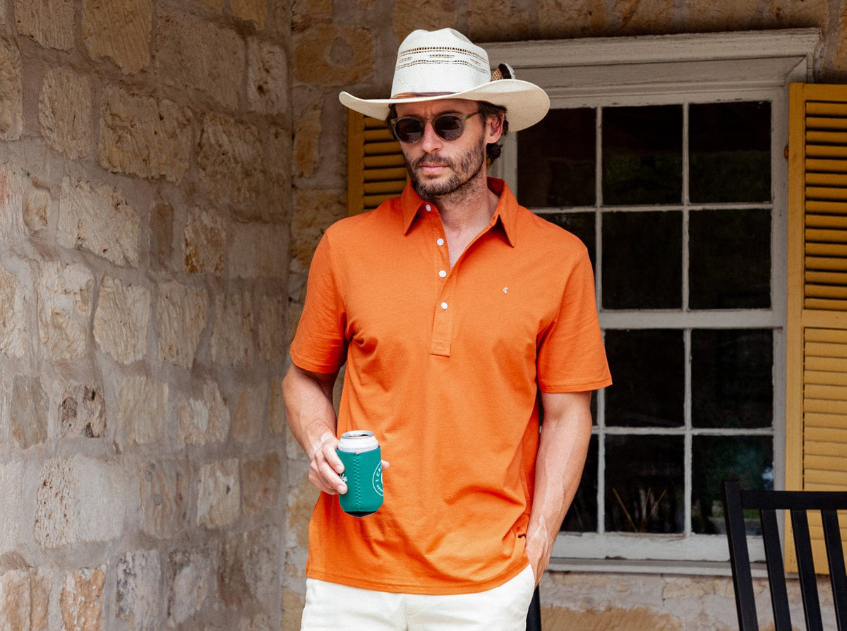 Criquet Slim Fit Top-Shelf Range Polo in Burnt Orange, view 5