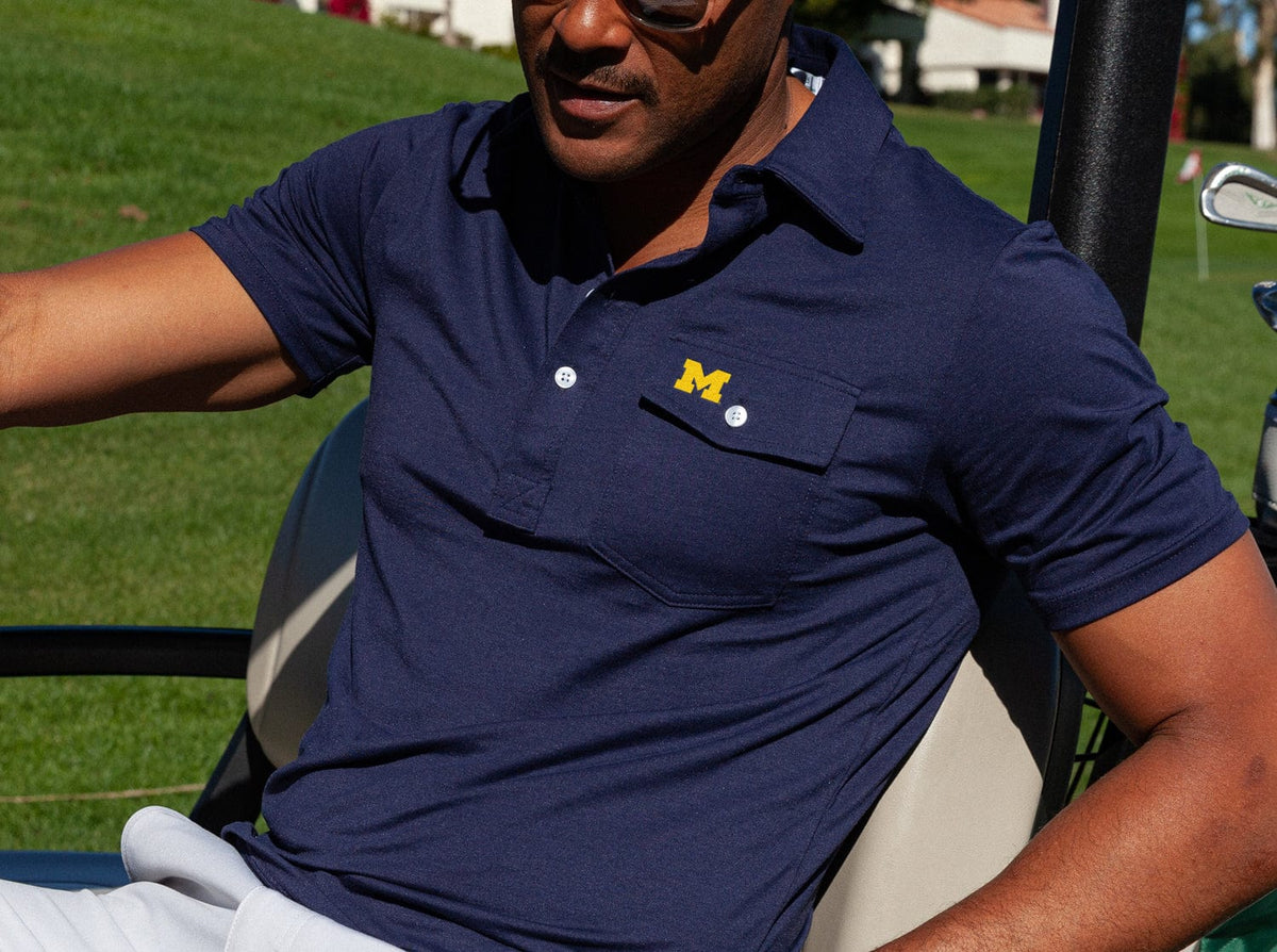 Criquet Michigan in Coach's Performance Players Shirt, M Logo, Navy, view 4