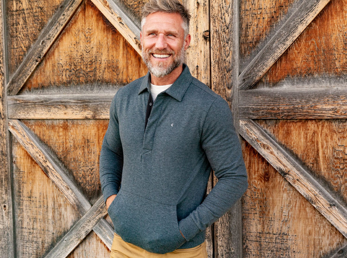 Criquet Collared Sweatshirt in Heather Charcoal, view 4