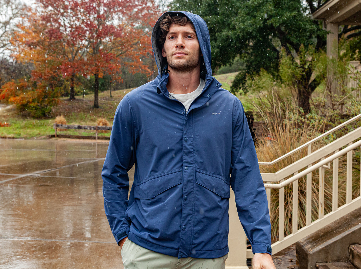 Criquet Watershed Rain Jacket in Navy, view 4