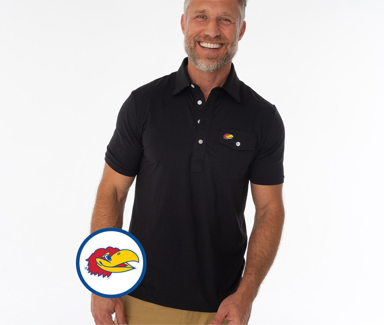 Criquet Kansas Coach's Performance Players Shirt Jay Head in Black, view 1