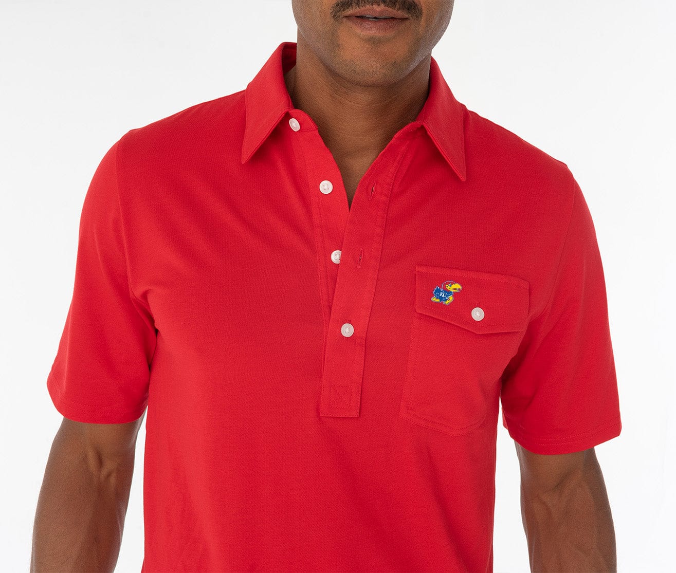 Criquet Kansas Coach's Performance Players Shirt Jayhawk in Red, view 2