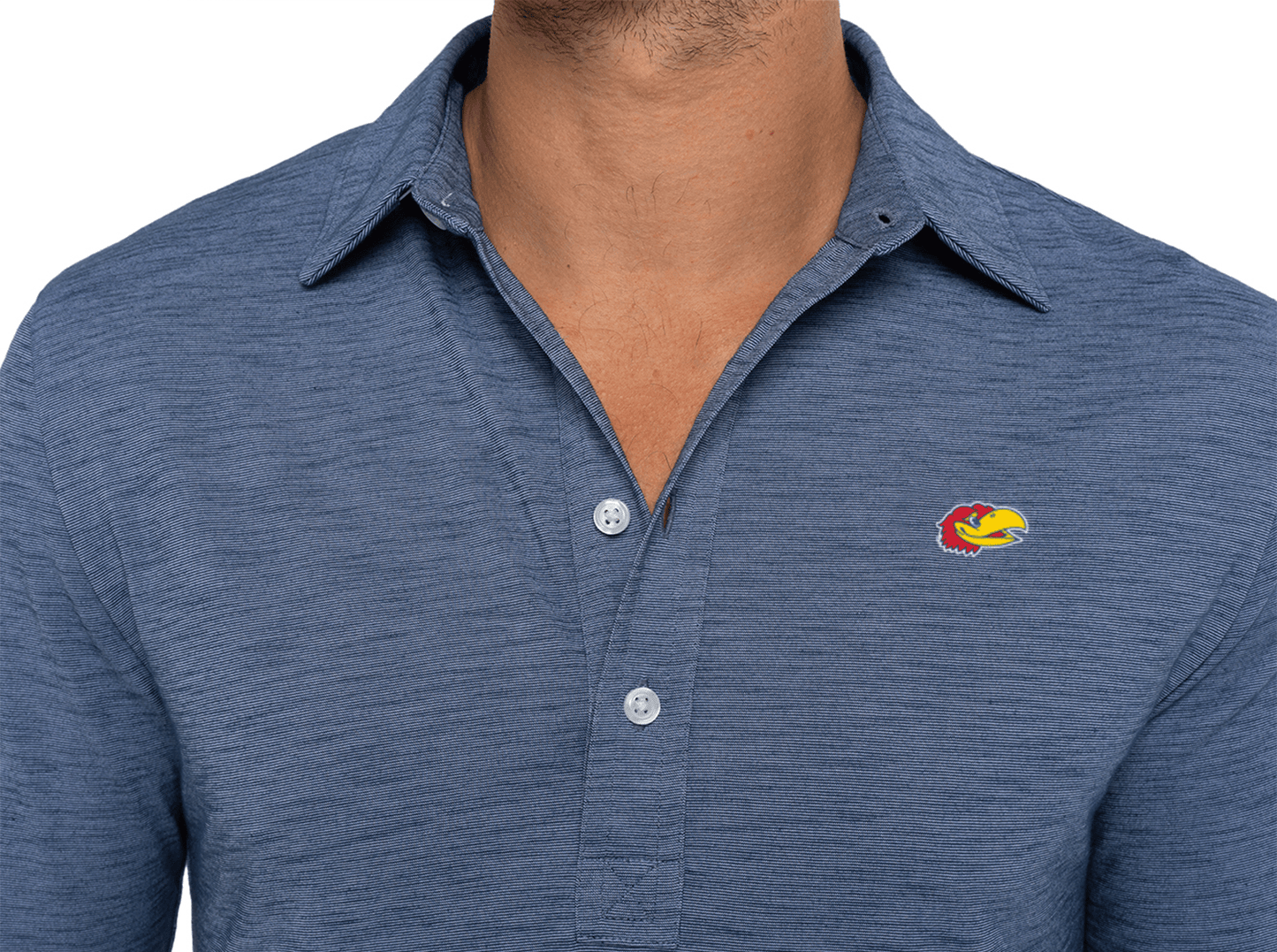 Criquet Kansas Brrr Long Sleeve Range Polo in Jayhead, Riviera, view 2