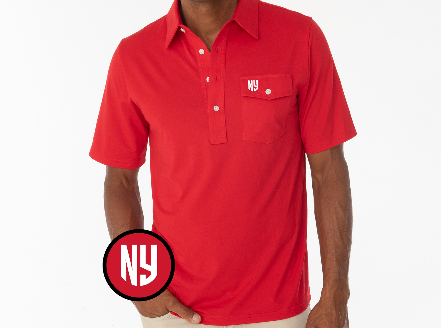 Criquet New York Red Bulls in Coaches Players Shirt, NY, Red, view 1