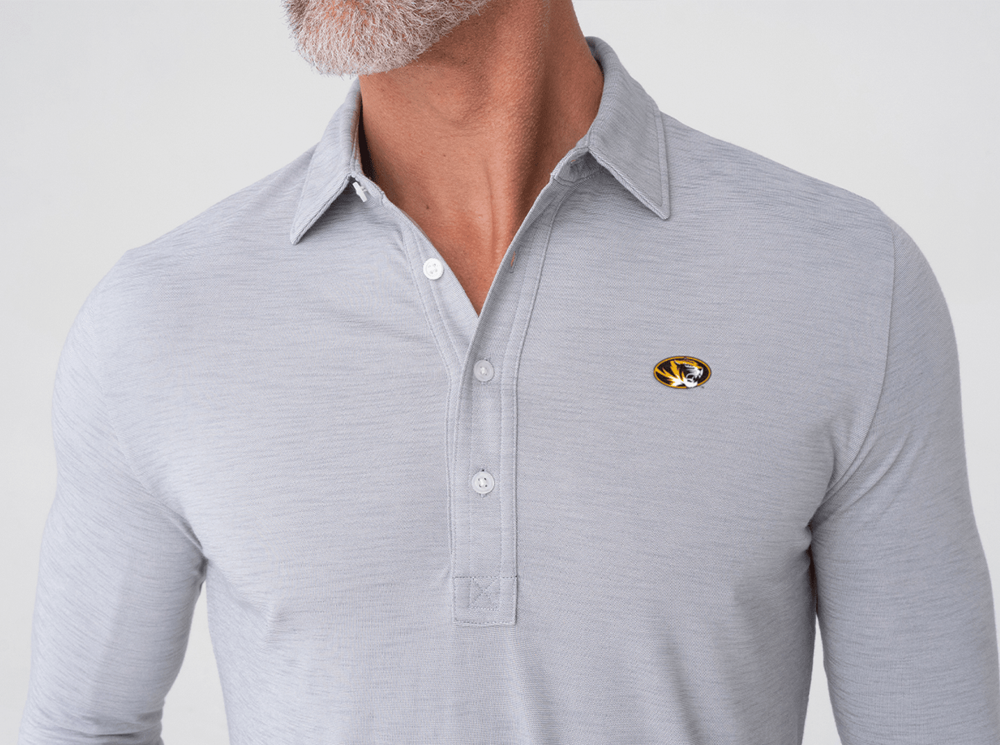 Criquet Missouri Brrr Long Sleeve Range Polo in Tiger, Silverado, view 2