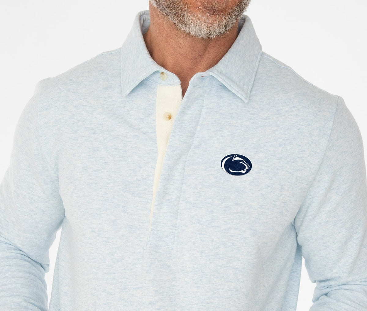 Criquet Penn State in Collared Sweatshirt, PSU Lion, Heather Ice, view 2