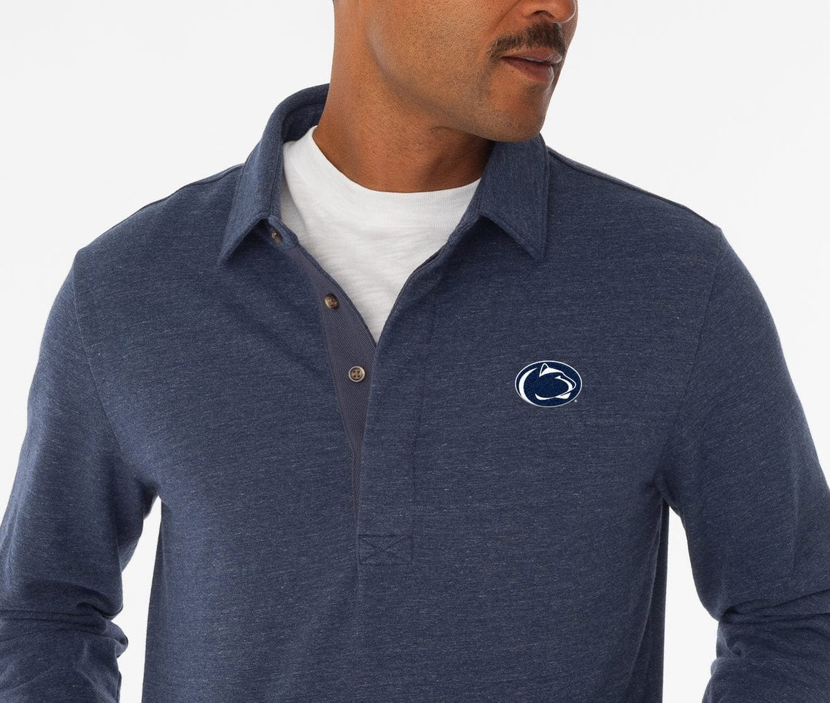 Criquet Penn State in Collared Sweatshirt, PSU Lion, Heather Navy, view 2
