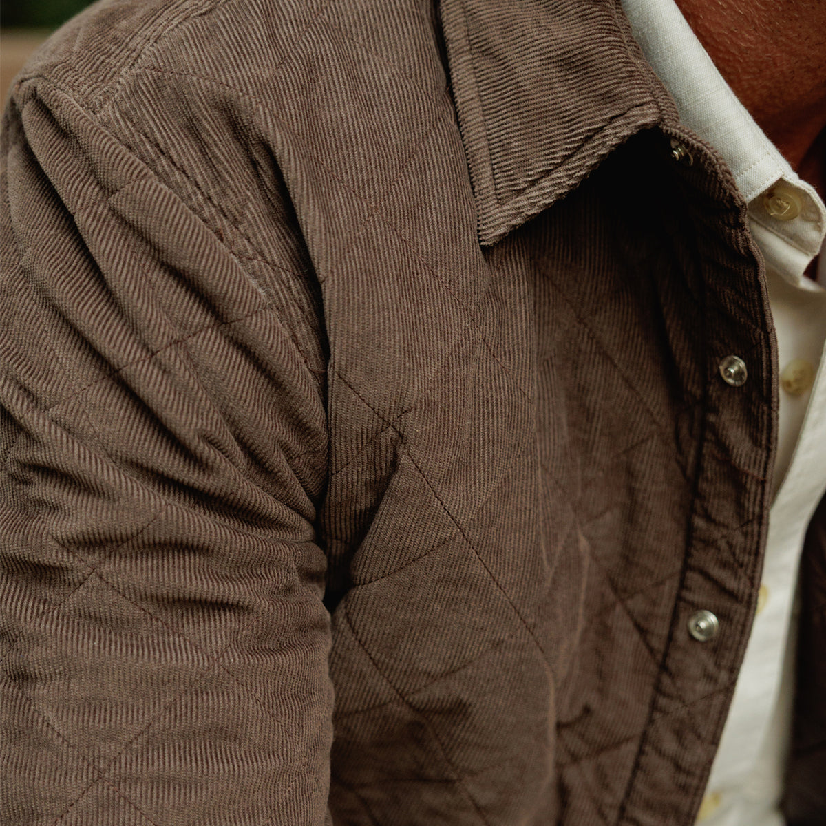 Corduroy Quilted Shacket - Pinecone