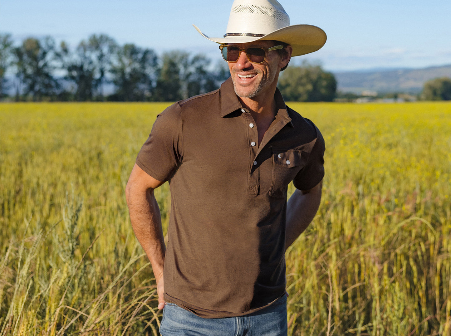 Criquet Performance Players Shirt in Woodsmoke, view 10